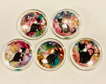 Cat magnets, glass magnets, cat gift, cat decor, Cat magnet, cat magnets, set of cat magnets, cat gift, cat decoration, handmade cat gift,