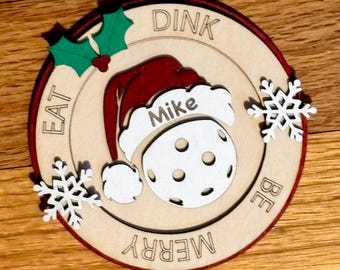 personalized pickleball ornament, pickleball gift, pickleball holiday decor, pickleball lover gift, gift for pickleball lover, pickleball