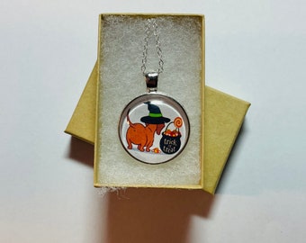 dachshund lover gift, Doxie Necklace, Halloween dachshund necklace, dachshund necklace, dachshund jewelry, dachshund gift,