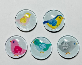 Bird magnet set, bird magnet, handmade bird magnets set of 5, bird gift, set of five magnets.