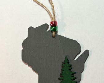 Wisconsin handmade, hand painted Christmas ornament, Wisconsin ornament, Wisconsin gift, Wisconsin theme gift, Wisconsin Christmas gift