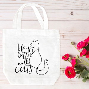 Cat tote bag, tote bag, cat canvas tote, canvas tote bag, handmade cat tote bag,