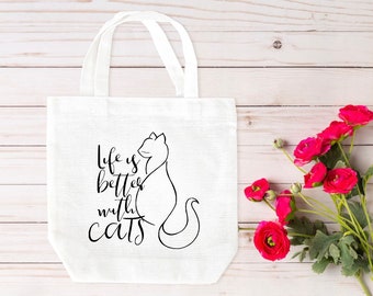 Cat tote bag, tote bag, cat canvas tote, canvas tote bag, handmade cat tote bag,
