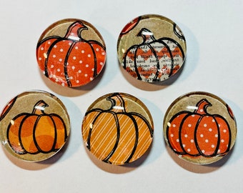 Pumpkin magnet set, Glass magnet, halloween magnet set, halloween magnet, fall magnets, pumpkin decor