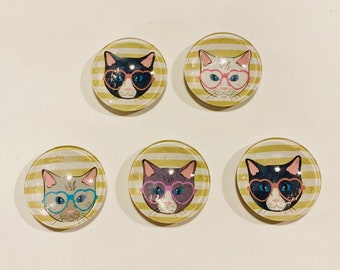 Cat magnets, glass magnets, cat gift, cat decor, Cat magnet, cat magnets, set of cat magnets, cat gift, cat decoration, handmade cat gift,