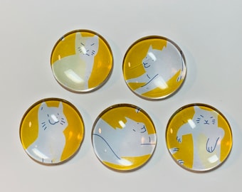 Cat magnets, glass magnets, cat gift, cat decor, Cat magnet, cat magnets, set of cat magnets, cat gift, cat decoration, handmade cat gift,