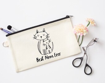 cat cosmetic case, cat makeup case, cat travel bag, cat accessories. cat gift. Zipper case, cat pencil case