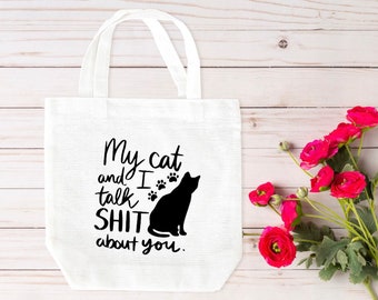Cat lover gift, Cat tote bag, tote bag, cat canvas tote, canvas tote bag, handmade cat tote bag, cat lover gift, gift cat lover