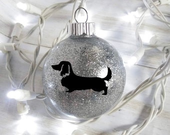 Dachshund ornament, Doxie ornament, dachshund Christmas ornament, glitter dachshund ornament, Glitter ornament, dog ornament.