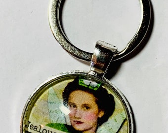 Funny keychain, funny retro keychain, Retro lady keychain, Retro funny gift, retro keychain, keychain, Retro gifts, funny gifts