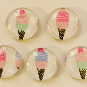 Ice cream magnets, glass magnets, ice cream, ice cream magnet set, dessert magnets, food magnets, ice cream gift, food themed gift