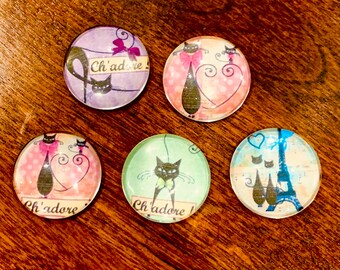 Cat magnets, glass magnets, cat gift, cat decor, Cat magnet, cat magnets, set of cat magnets, cat gift, cat decoration, handmade cat gift,