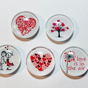 Valentine magnets, glass magnets, heart magnet set, glass magnet, valentines gift, heart gift, heart magnets, gifts for her