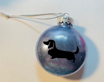 Dachshund ornament, Doxie ornament, dachshund Christmas ornament, glitter dachshund ornament, Glitter ornament, dog ornament.