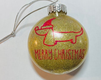 Dachshund ornament, Doxie ornament, dachshund Christmas ornament, glitter dachshund ornament, Glitter ornament, dog ornament.
