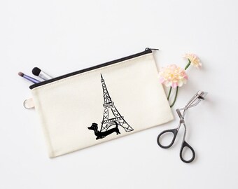 Dachshund cosmetic case, dachshund makeup case, dachshund travel case, long hair dachshund accessories. Dachshund gift