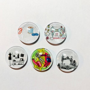Glass magnet set, sewing magnet set, quilting magnets, sewing magnets, quilter gift, sewing themed gift, crafter gift, quilting magnets