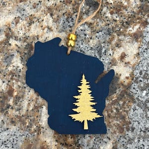 Wisconsin handmade, hand painted Christmas ornament, Wisconsin ornament, Wisconsin gift, Wisconsin theme gift, Wisconsin Christmas gift
