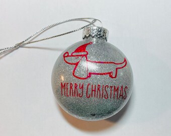 Dachshund ornament, Doxie ornament, dachshund Christmas ornament, glitter dachshund ornament, Glitter ornament, dog ornament.