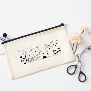 cat cosmetic case, cat makeup case, cat travel bag, cat accessories. cat gift. Zipper case, cat pencil case