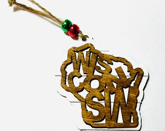 Wisconsin handmade, hand painted Christmas ornament, Wisconsin ornament, Wisconsin gift, Wisconsin theme gift, Wisconsin Christmas gift