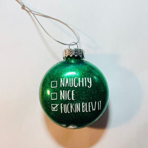Vulgar ornament, funny Christmas ornament, adult humor ornament, Glitter ornament, handmade funny ornament.
