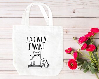 Cat tote bag, tote bag, cat canvas tote, canvas tote bag, handmade cat tote bag,
