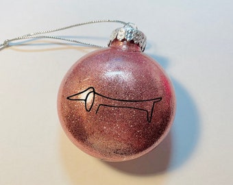 Dachshund ornament, Doxie ornament, dachshund Christmas ornament, glitter dachshund ornament, Glitter ornament, dog ornament.