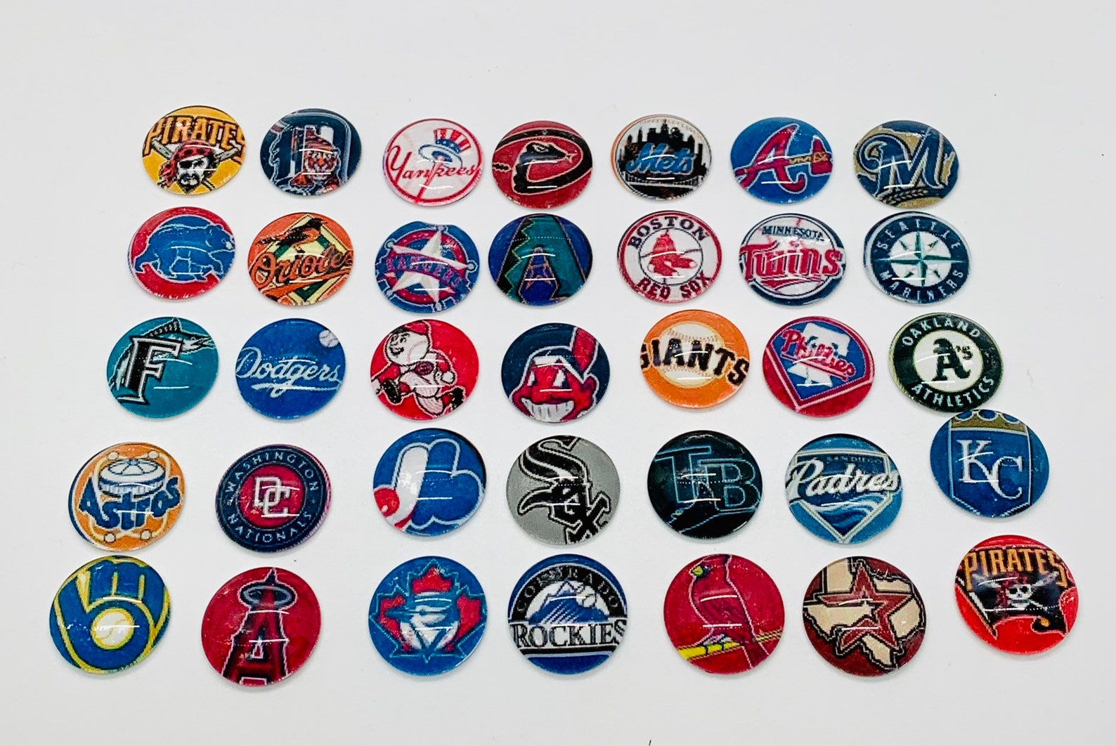 MLB set set of 35 MLB glass 1 diameter Etsy