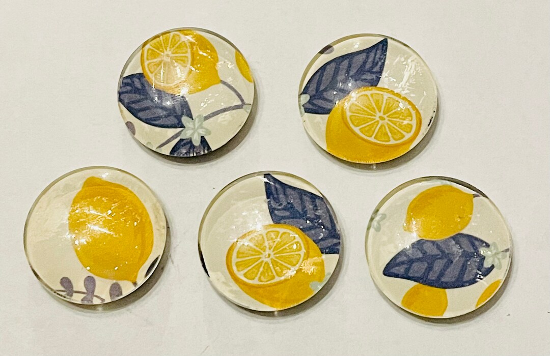 Lemon Magnets Lemon Magnets, Lemon Gift, Lemon Decor, Handmade Lemon Gift, Glass ...