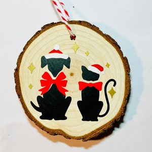 Dog and cat ornament, dog and cat Christmas ornament, cat and dog ornament, dog ornament, cat Christmas ornament. Dog and cat gift