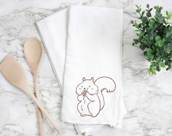 Squirrel kitchen towel, Home Squirrel gift, Squirrel kitchen towel, Squirrel home decor, flour sack kitchen towel. Squirrel towel,