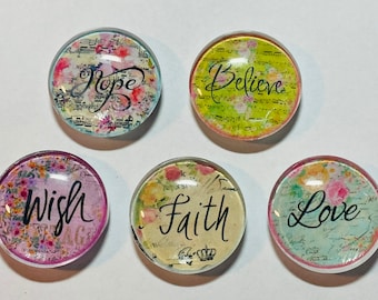 Inspirational word Magnets, positive words magnet set, Positive message magnets, glass magnets, inspirational gift, positive gift,