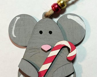 mouse handmade ornament, mouse Christmas ornament, mouse ornament, mouse christmas gift, cute mouse Christmas gift, wooden mouse ornament