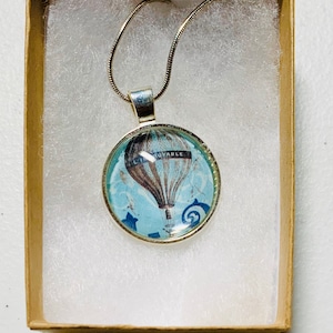 Hot air balloon Necklace, hot air balloon necklace, necklace, hot air balloon jewelry, hot air balloon gift, antique looking gift