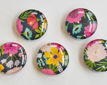 Flower magnet set, Flowers magnet set, Flower magnets, Flower gift, Handmade Flower gift