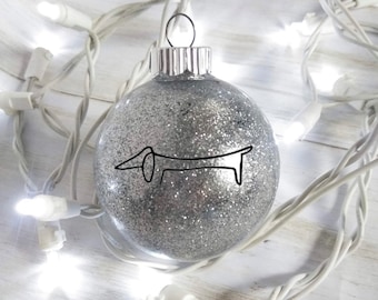 Dachshund ornament, Doxie ornament, dachshund Christmas ornament, glitter dachshund ornament, Glitter ornament, dog ornament.