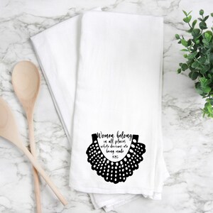 Notorious RBG kitchen towel, Ruth Bader Ginsburg flour sack towel, ruth bader ginsberg home gift.  RBG flour sack towel. RBG gift