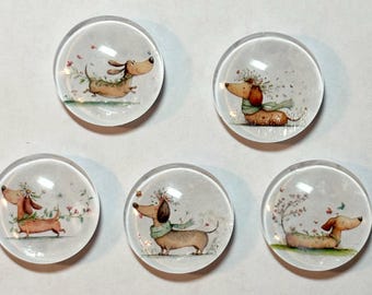 Handmade Dachshund Magnets, Glass Wiener Dog Art, Dachshund Lover Gift