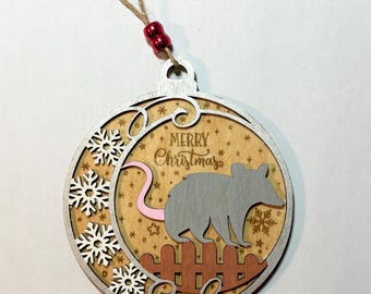 Opossum handmade ornament, opossum Christmas ornament, Opossum ornament, Opossum lover gift, Opossum Christmas gift, Possum lover gift