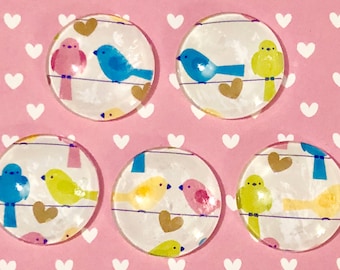 bird magnet set, bird magnet, handmade bird magnet set of 5, bird gift, set of five magnets.