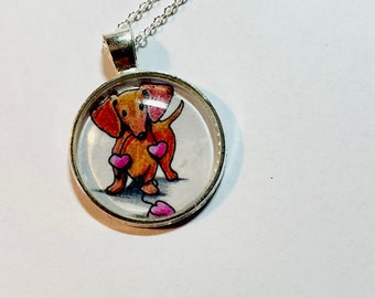 dachshund lover gift, Doxie Necklace, cream dachshund necklace, dachshund necklace, dachshund jewelry, dachshund gift,