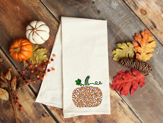 Dachshund kitchen towel, Halloween dachshund, halloween home decor, flour sack kitchen towel. Dachshund towel.