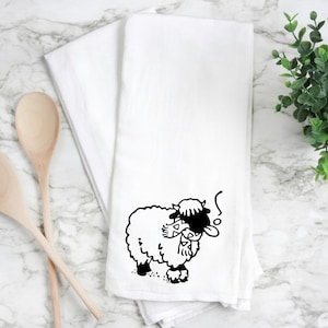 Sheep kitchen towel, Christmas Sheep gift, Sheep kitchen towel, Christmas home decor, flour sack kitchen towel. Sheep towel, feliz navi bah