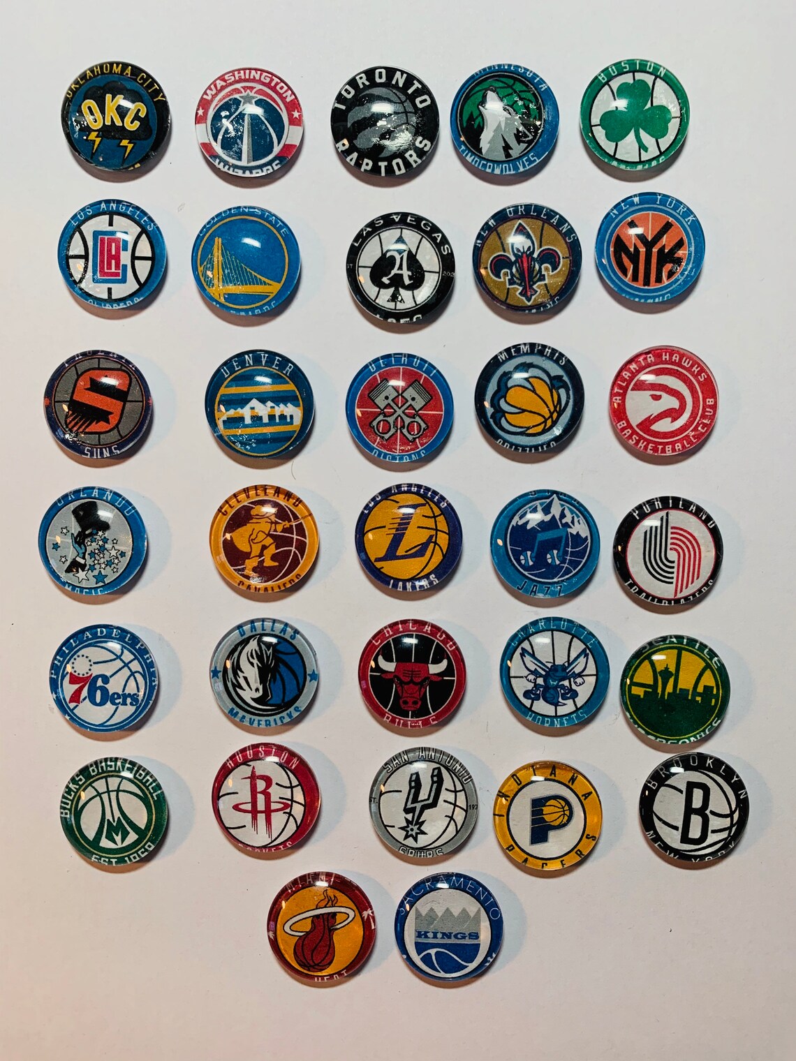 NBA set set of 32 NBA glass 1 diameter Etsy