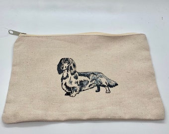 Dachshund cosmetic case, dachshund makeup case, dachshund travel case, long hair dachshund accessories. Dachshund gift