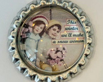 Feminist magnet, feminist magnets, this winter we will make a snow woman, feminist gift, feminist decor, feminist gifts, feminism gifts