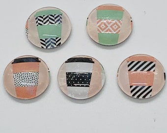Coffee Magnet set, glass magnet set, Coffee home decor, coffee lover gift, coffee kitchen decor, coffee cup magnets, coffee lover gifts