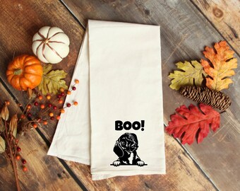 Dachshund kitchen towel, Halloween dachshund, halloween home decor, flour sack kitchen towel. Dachshund towel.