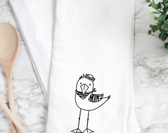 Seagull Flour Sack Kitchen Towel: Handmade Home Decor